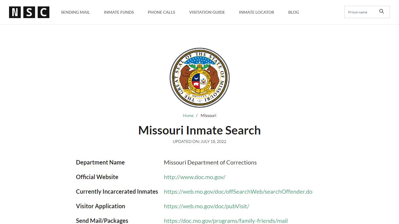 Missouri Inmate Search – Missouri Department of Corrections Offender Lookup